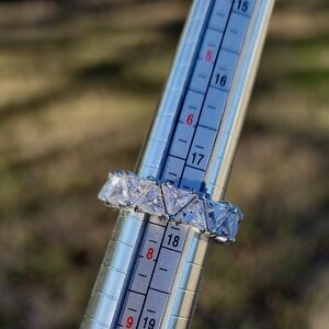 ETERNITY BAND w/ TRILLION CUT SIMULATED DIAMOND GEMSTONES